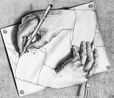 그래픽 아티스트 에셔(M.C Escher)의 '그리는 손(1948)'